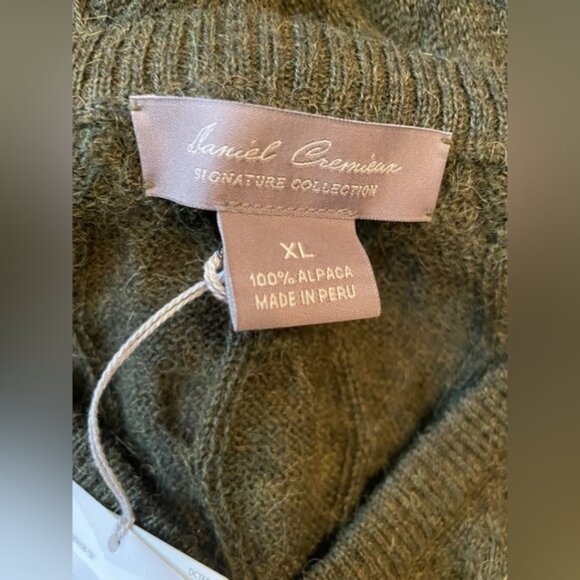 Daniel Cremieux 100% Alpaca Wool Cable Knit Fisherman Sweater Mens XL Green Peru - Picture 4 of 9